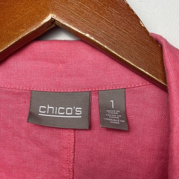 Chico’s 100% Linen Coral Snap Button Jacket Sz M - Picture 4 of 6